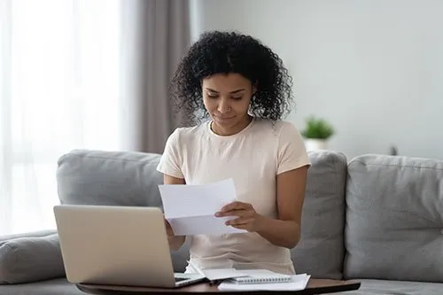 woman reviewing financial information